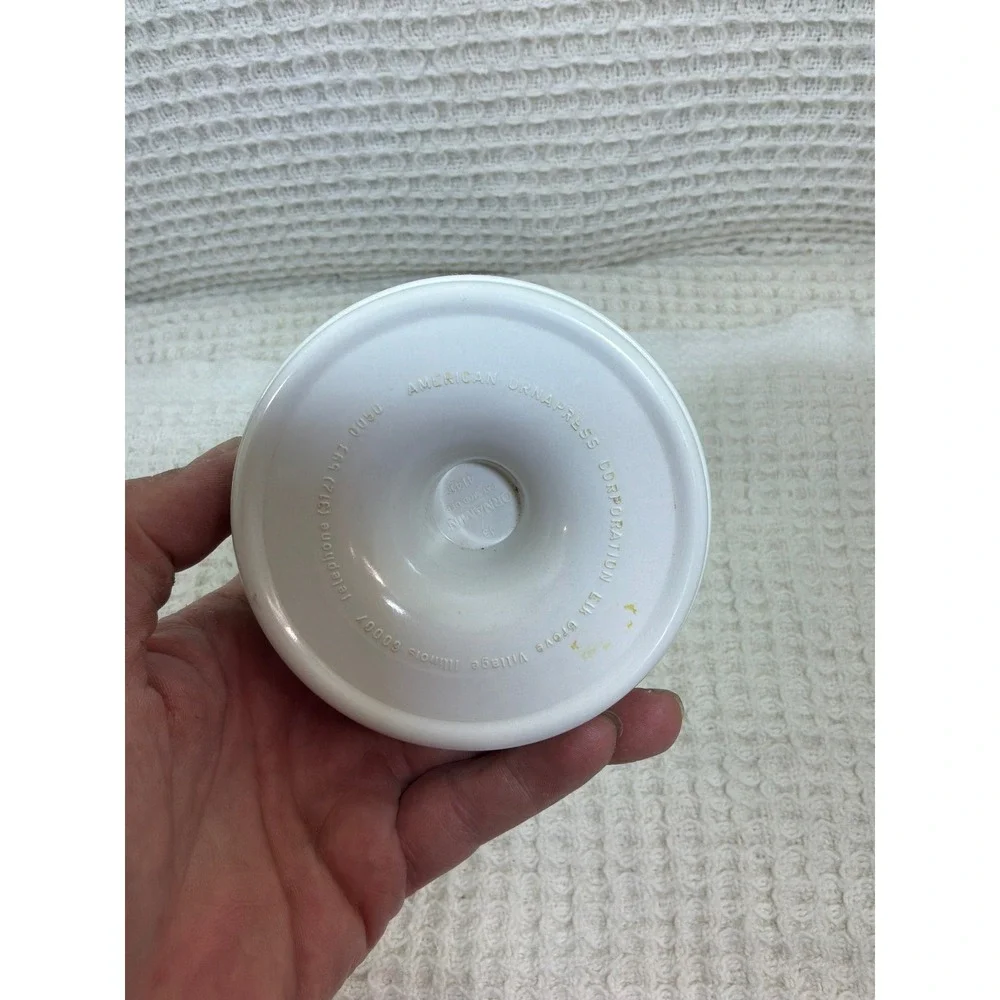 Vintage Busch Beer American Urnapress Melamine Ashtray White Blue Round‎ MCM